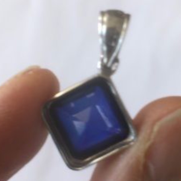 Lab Blue Sapphire Pendant in 925 Sterling Silver - Picture 7 of 8